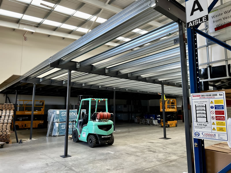 Mezzanine floor installation progressing