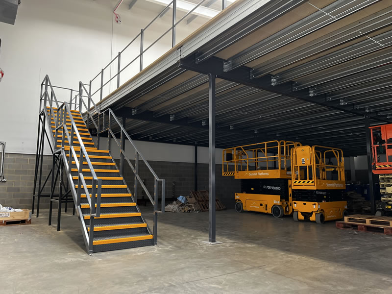 Mezzanine floor staircase installed