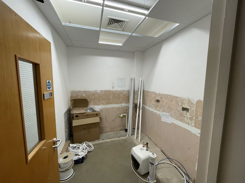 Kitchen area stripped out ready for work to commence